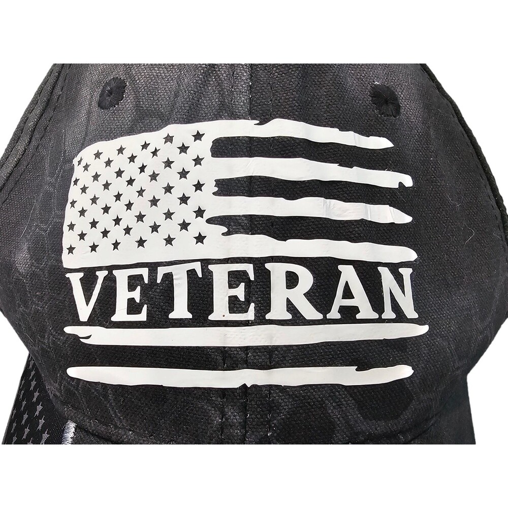Kryptek Veteran Embroidered Flag Hat Adjustable Black - Picture 2 of 10